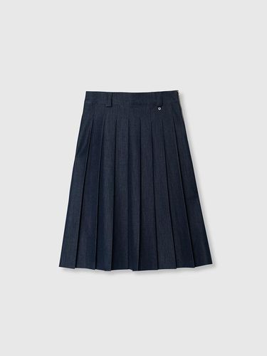 Pleated Midi Skirt - Navy - NIEEH - Modalova