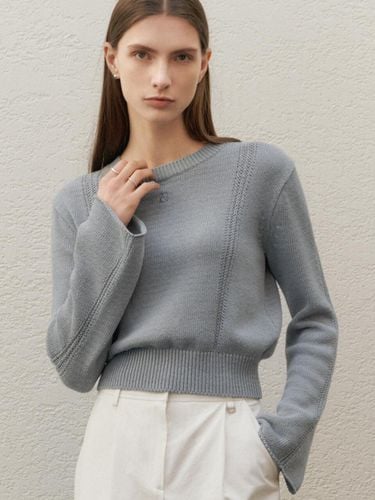 Bell Sleeve Cotton Knit (Blue Grey) - ARTID - Modalova