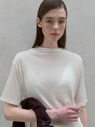 Sheer Wool Quarterneck T-shirt - ouie - Modalova