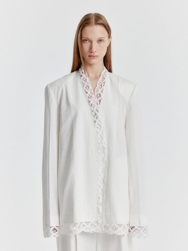 YONI Adjustable-waist Lace-trim Blouse - EENK - Modalova