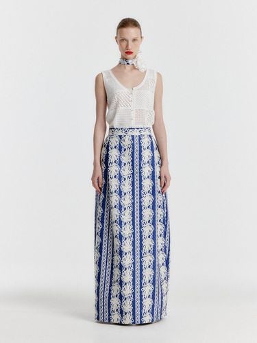 YOVELO Long Slit Silk Skirt - Blue - EENK - Modalova