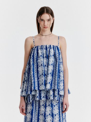 Yael Lace-Printed Volume Top _ Blue - EENK - Modalova