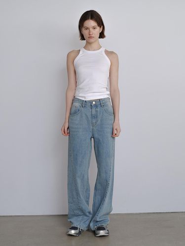 Diagonal Denim Pants - Sky - Qduroy - Modalova