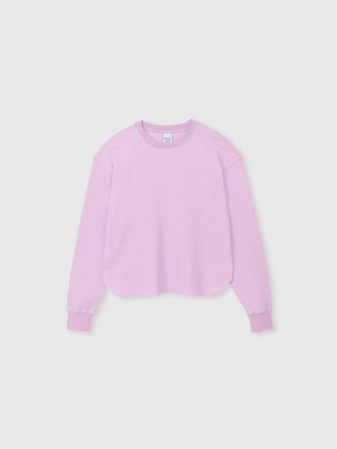 Waffle Round Hem Long Sleeve T-shirt - NIEEH - Modalova