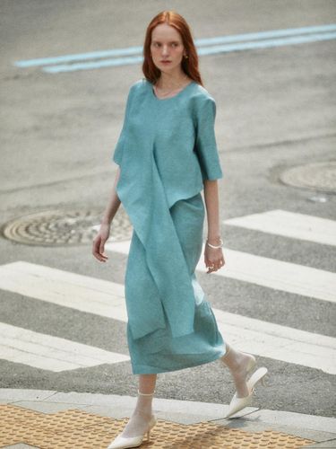 LETE ROBE Drape Linen Dress - MUSEE - Modalova