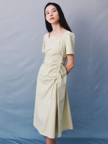 Square Neck Shirring Long Dress - kuho plus - Modalova