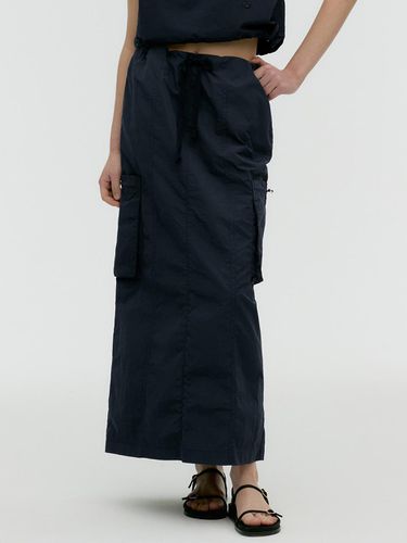 Nylon Cargo Banded Long Skirt_Navy - MONGDOL - Modalova