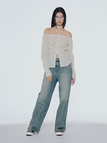 Off-Shoulder Shirring Blouse - INSTANTFUNK - Modalova