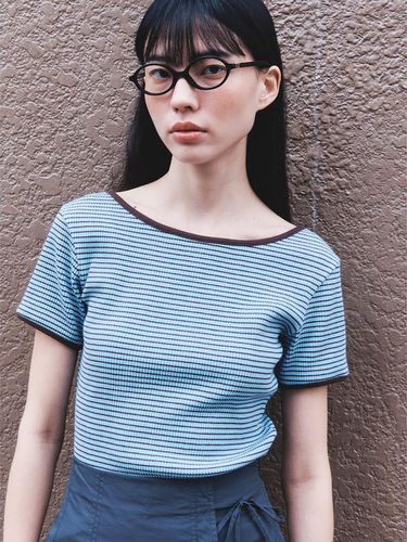 Scoop Back Stripe T-Shirts Sky (KE4340M03Q) - kuho plus - Modalova