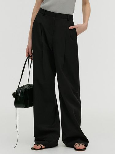 Essential One Tuck Wide Pants_Black - MONGDOL - Modalova