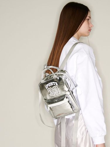 Sports 33 Vegan Leather Mini Backpack_Silver - The Sweat. - Modalova