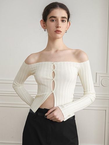 YY_Off Shoulder Hollow Knit Top_White - yyiam - Modalova