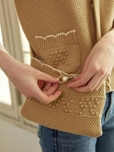 Ribbon Embossing Knit Bag_Beige - SOCKS APPEAL - Modalova