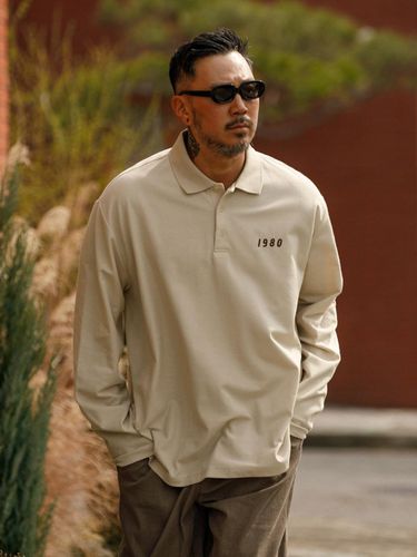 Basic Embroidery Long Sleeve T-shirt_Beige - RUGGED HOUSE - Modalova