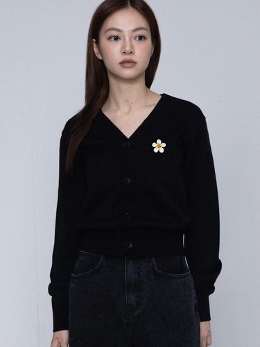 Flower Dot Embroidery Knit Cardigan - GRAVER - Modalova