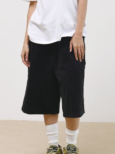 Hill Line Unbalanced Corduroy Shorts_Navy - ersco - Modalova