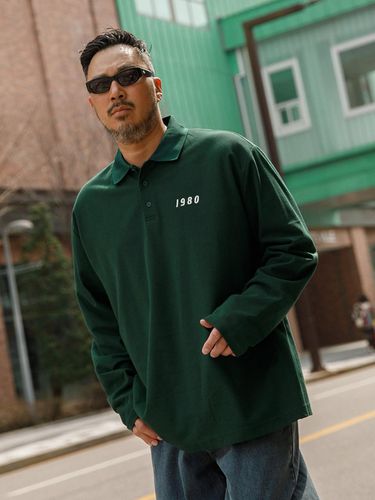 Basic Embroidery Long Sleeve T-shirt_Green - RUGGED HOUSE - Modalova