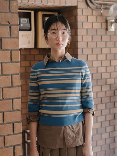 STRIPE HALF KNIT TOP_BLUE - REPLAIN - Modalova