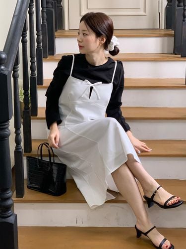 Ribbon Layered Dress_Off White - BEMUSE MANSION - Modalova