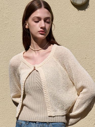 Layered Open Cardigan_Beige - VOIEBIT for WOMEN - Modalova