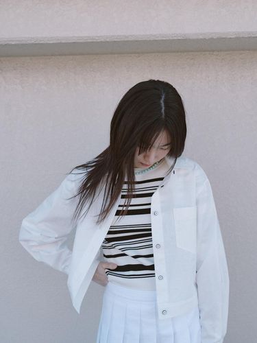 COTTON CROP SHIRT JACKET_OFF WHITE - REPLAIN - Modalova