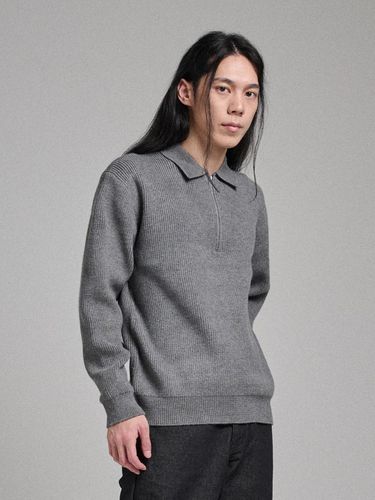 Half Cardigan 1/2 Zip Collared Knit Top - Analogmood - Modalova