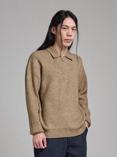 Half Cardigan 1/2 Zip Collared Knit Top - Analogmood - Modalova