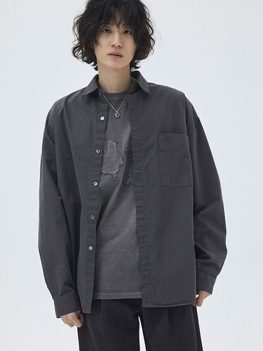 Basic Bio Washed Shirt_Charcoal - AREUBAN - Modalova