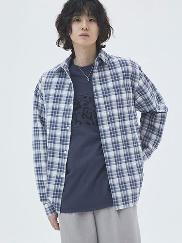 Alternate Seersucker Checkered Shirt_Blue - AREUBAN - Modalova