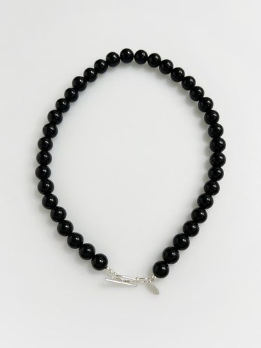 Silver 925 ] Bold Gemstone Necklace - Onyx - August Harmony - Modalova