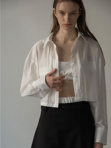 Wrinkled Crop Shirt_White - MORCEAU PAR MORCEAU - Modalova