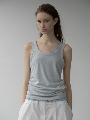 Shirred Layered Sleeveless Top_Light Gray - MORCEAU PAR MORCEAU - Modalova