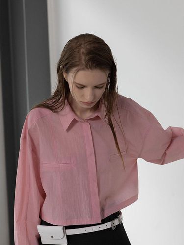 Wrinkled Crop Shirt_Pink - MORCEAU PAR MORCEAU - Modalova