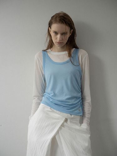 Shirred Layered Sleeveless Top_Light Blue - MORCEAU PAR MORCEAU - Modalova