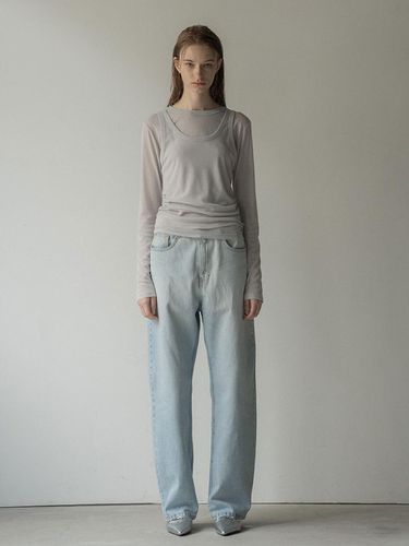 Layered Long Sleeve Top_Light Gray - MORCEAU PAR MORCEAU - Modalova