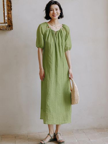 String Neck Puff Dress - LANGSON - Modalova