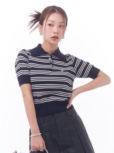 Anoetic Stripe Collar Knit_Navy - ANOETIC - Modalova