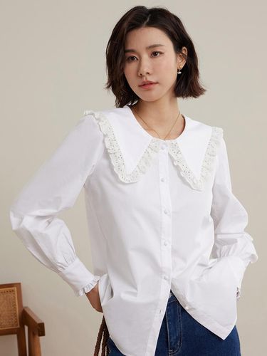 Doll Collar Puff Sleeve Shirt - LANGSON - Modalova