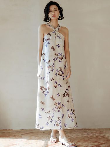 Halter Neck Butterfly Dress - LANGSON - Modalova