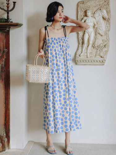 Blue Polka Dot Dress - LANGSON - Modalova