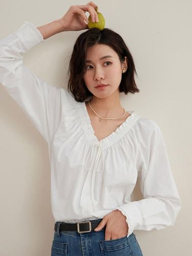 White Lace Up Shirt - LANGSON - Modalova