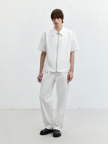 Collared Zip Up Shirt_Off White - Dunst for MEN - Modalova