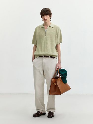 Collared Half Zip Up Knit Top_Light Green - Dunst for MEN - Modalova