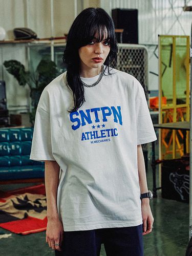 SP Athletic SNTPN Logo T-shirt_White Blue - SAINTPAIN - Modalova