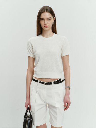 Summer Cotton Crew Neck Knit Off White_UDSW4B232OW - Dunst for WOMEN - Modalova