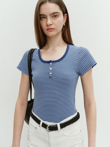 Classic Scoop Neck Top Blue Stripe_UDTS4B222B2 - Dunst for WOMEN - Modalova