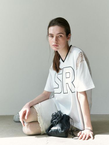 Lace Logo T-Shirt _ White - Souri no Rosie - Modalova