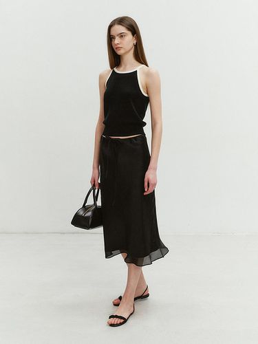 Layered Satin Skirt Black_UDSK4B222BK - Dunst for WOMEN - Modalova