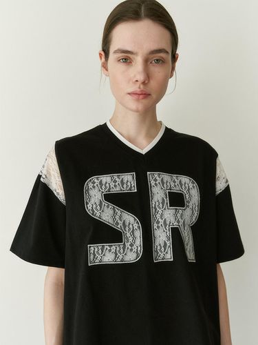 Lace Logo T-Shirt _ Black - Souri no Rosie - Modalova