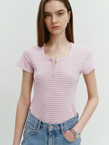 Classic Scoop Neck Top Soft Pink Stripe_UDTS4B222P - Dunst for WOMEN - Modalova